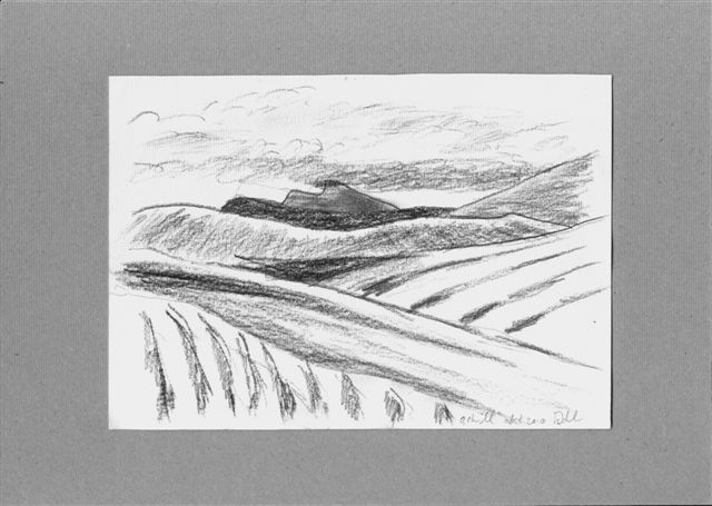 View on the Atlantic from Corraun Hill, drawing © http://www.henkdelange.com/