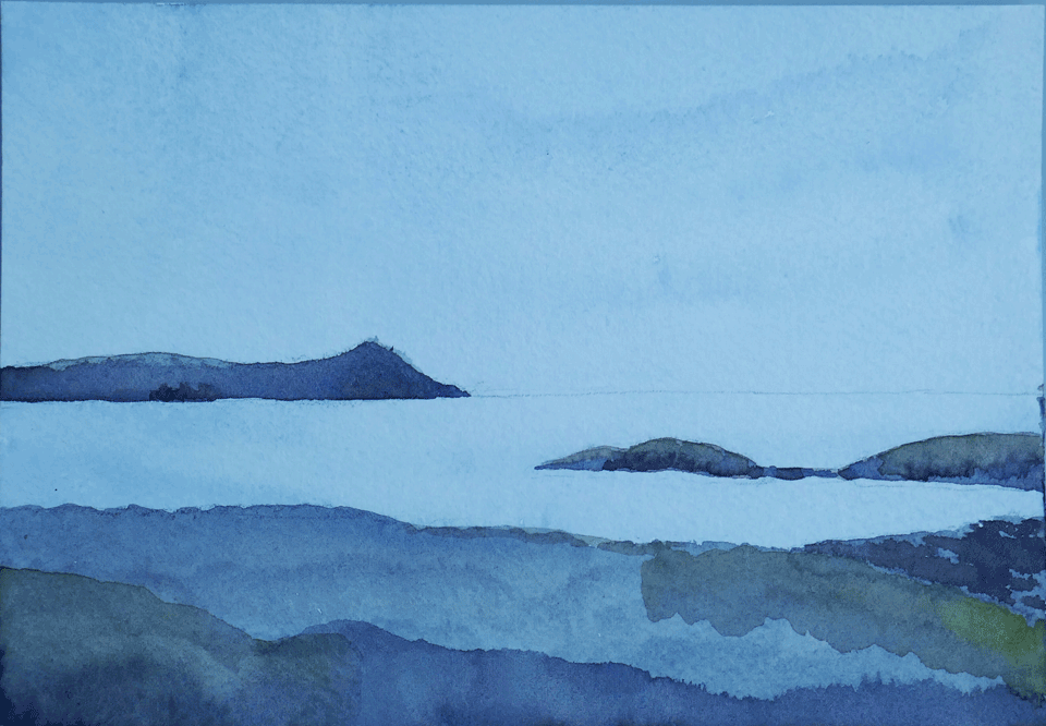 Ierse kustlijn in county Mayo aquarel © Rody Luton